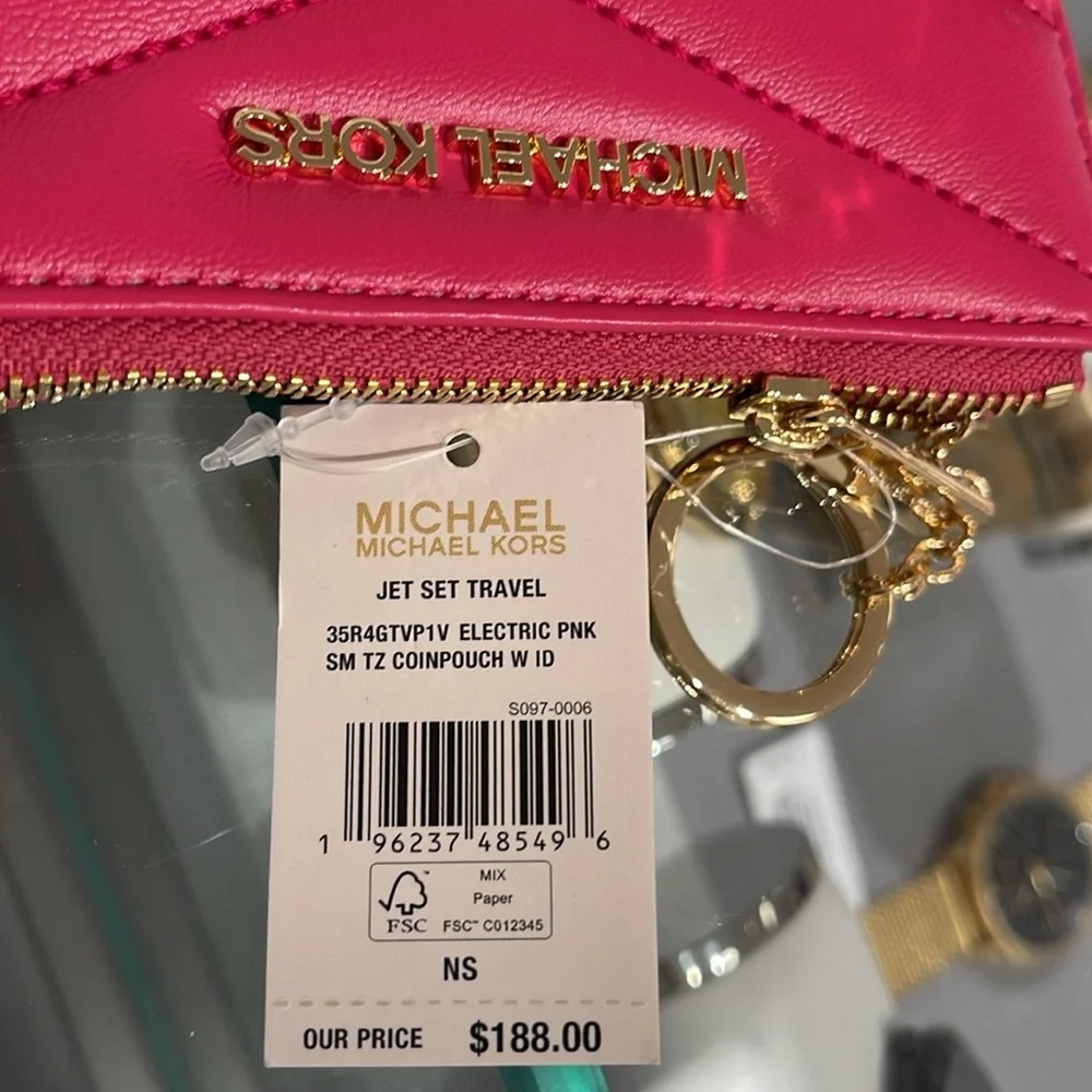 MICHAEL KORS
Jet Set Travel Small Top Zip Coin Pouch With ID 
Electric Pink 
NWT - Picture 13 of 16